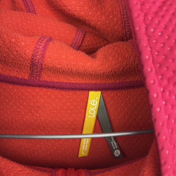LOLE Full Zip Tech Textured Fleece Athletic Jacket Hoodie Pink / Red Women Sz L - Picture 7 of 16